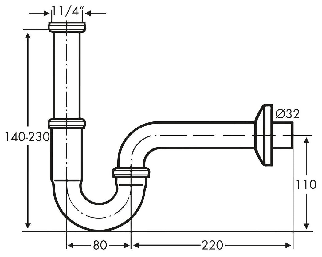 Röhrengeruchsverschluss 4, 1 ¼" x 1 ¼"