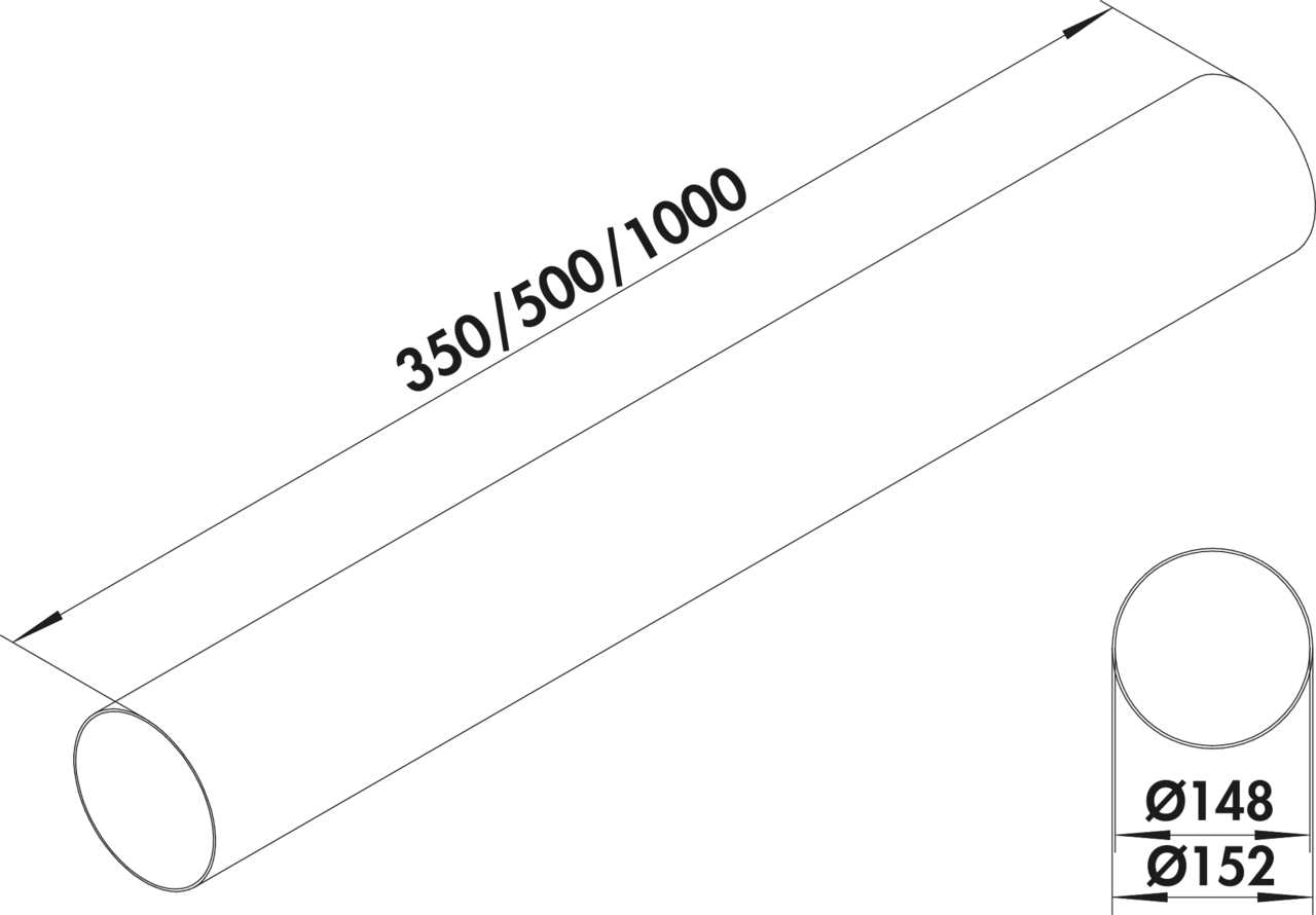 F-UR 150 Umlenkstück 90° mit Rundrohr