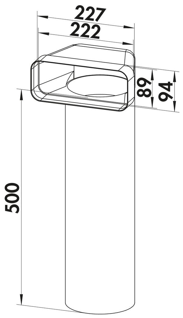 F-UR 150 Umlenkstück 90° mit Rundrohr