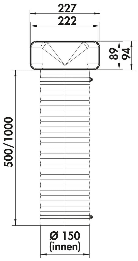 F-URX 150 Umlenkstück 90° mit Flexkanal
