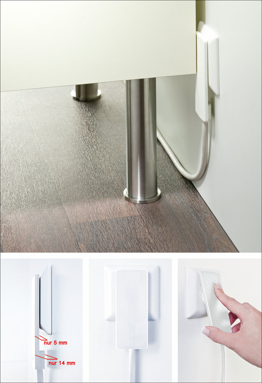 Dreifach-Tischsteckdose mit Evoline Plugstecker, L 3000 mm, weiß