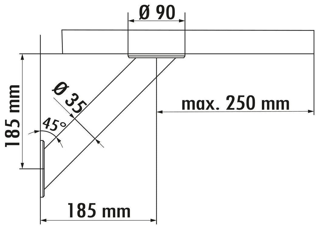 Typ 40, Edelstahl, H 185 mm, Rohr-Ø 35 mm