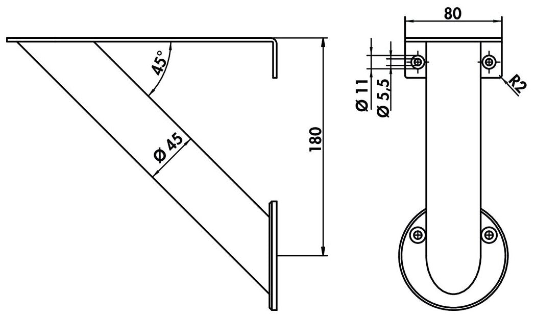Capitello 4, Edelstahl, H 180 mm, Rohr-Ø 45 mm