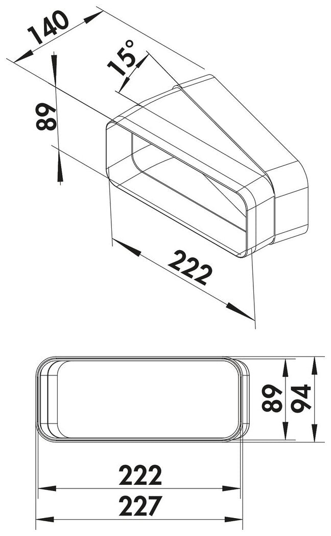 F-RBH 150 Rohrbogen horizontal 15°, weiß