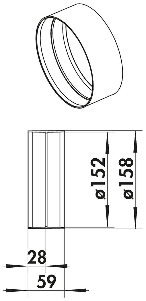 R-VBS 150 round Rohrverbinder, weiß