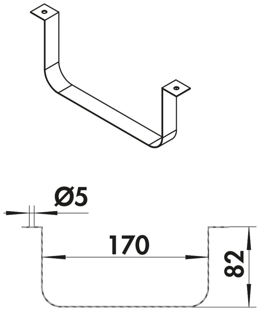 Flachkanalhalterung 125, Edelstahl
