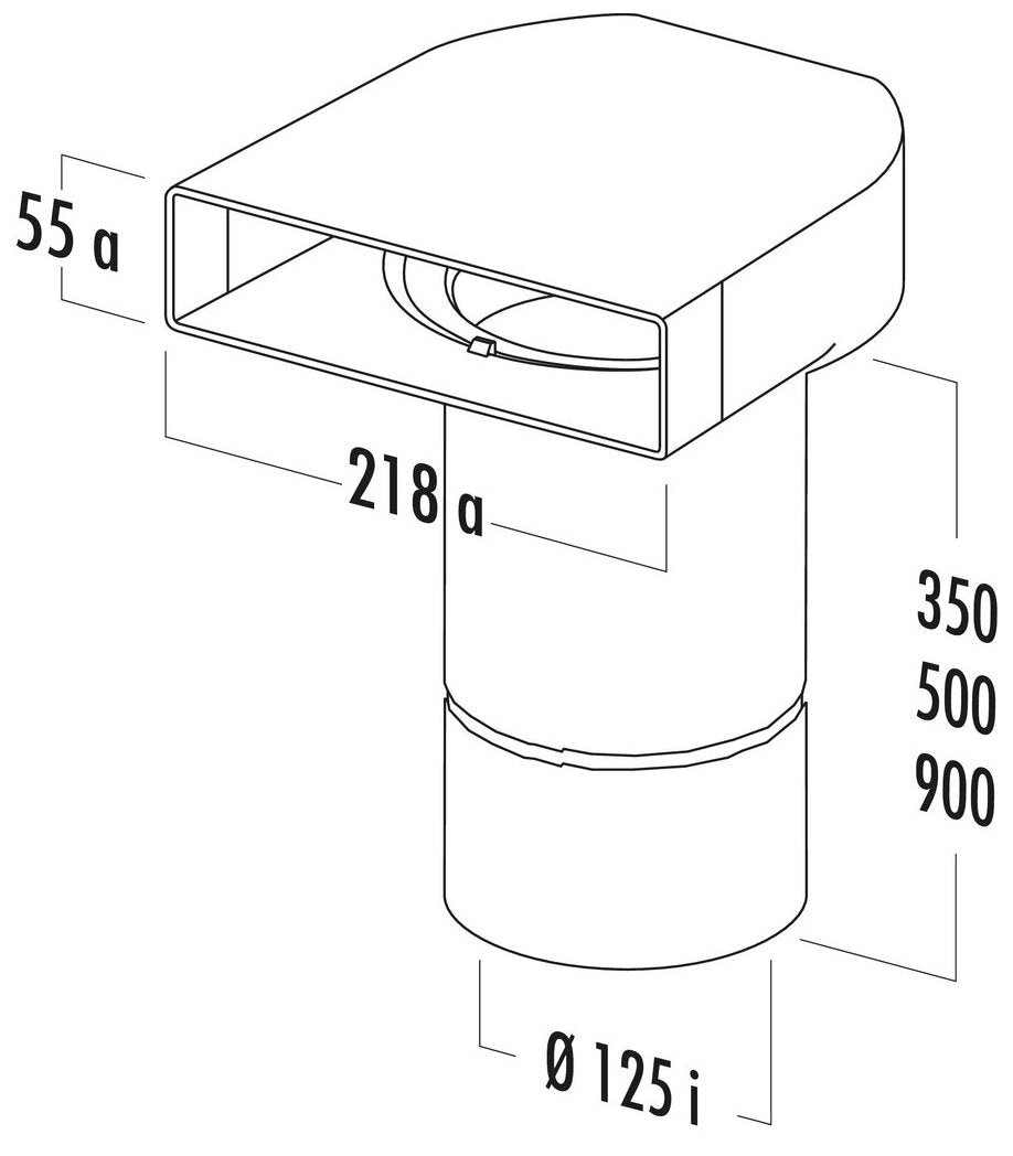 T-UR 125 Umlenkstück 90° mit Rundrohr