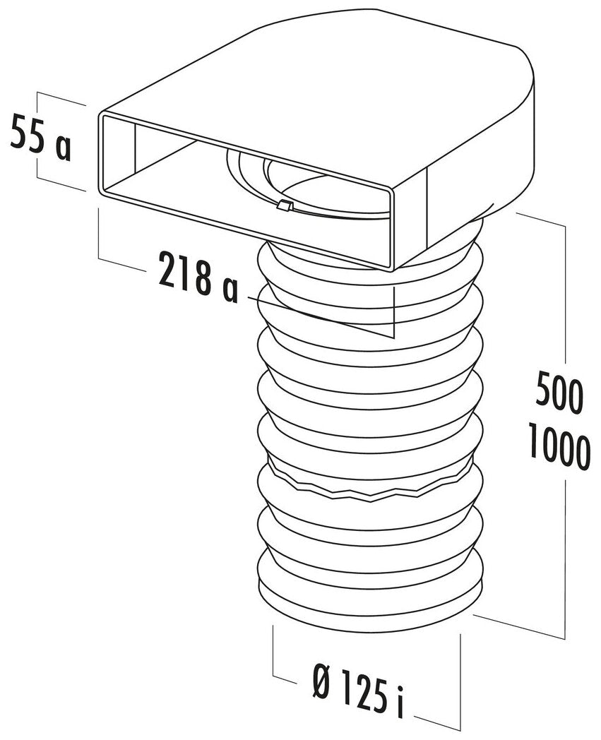 T-URX 125 Umlenkstück 90° mit Flexkanal