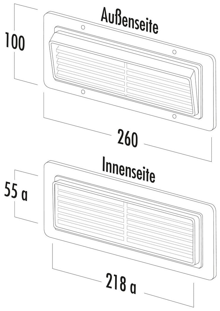 T-ZUL-GI 125 Breitkanal-Zuluft-Gitterhaube