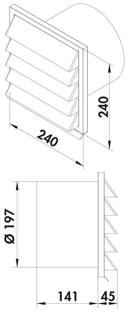 E-Jal 200 Außenjalousie, Ø 200 mm, Edelstahl