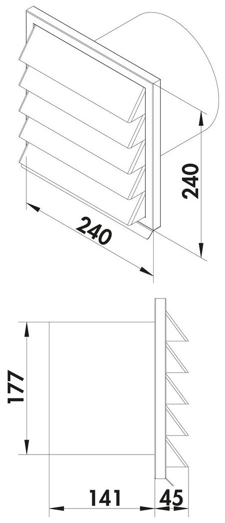 E-Jal 180 Außenjalousie, Ø 180 mm, Edelstahl