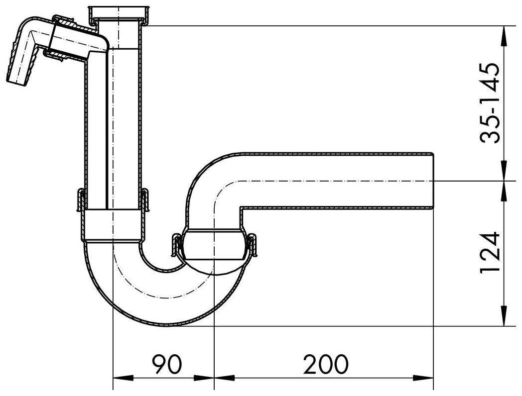 Kugelgelenksiphon 3 superleise, 1 ½" x Ø 50 mm
