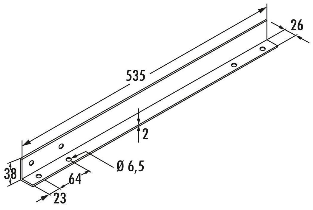 APL-Befestigungswinkel, L 535 mm, weiß