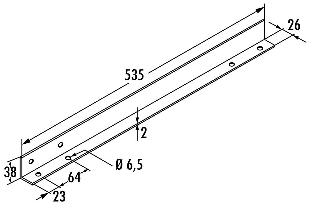APL-Befestigungswinkel, L 535 mm, weiß