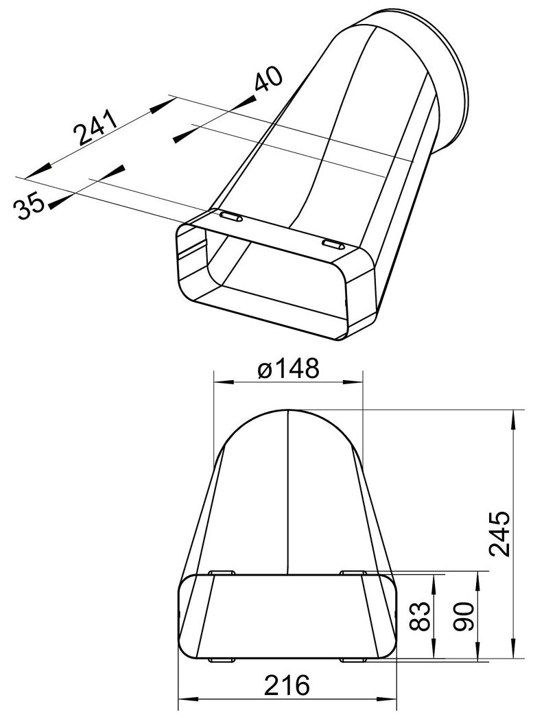 STEEL flow SF-VEST 150 Versatzendstück, verzinkter Stahl