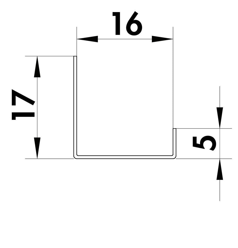 Edelstahl U-Winkelprofil 16 mm, Edelstahl