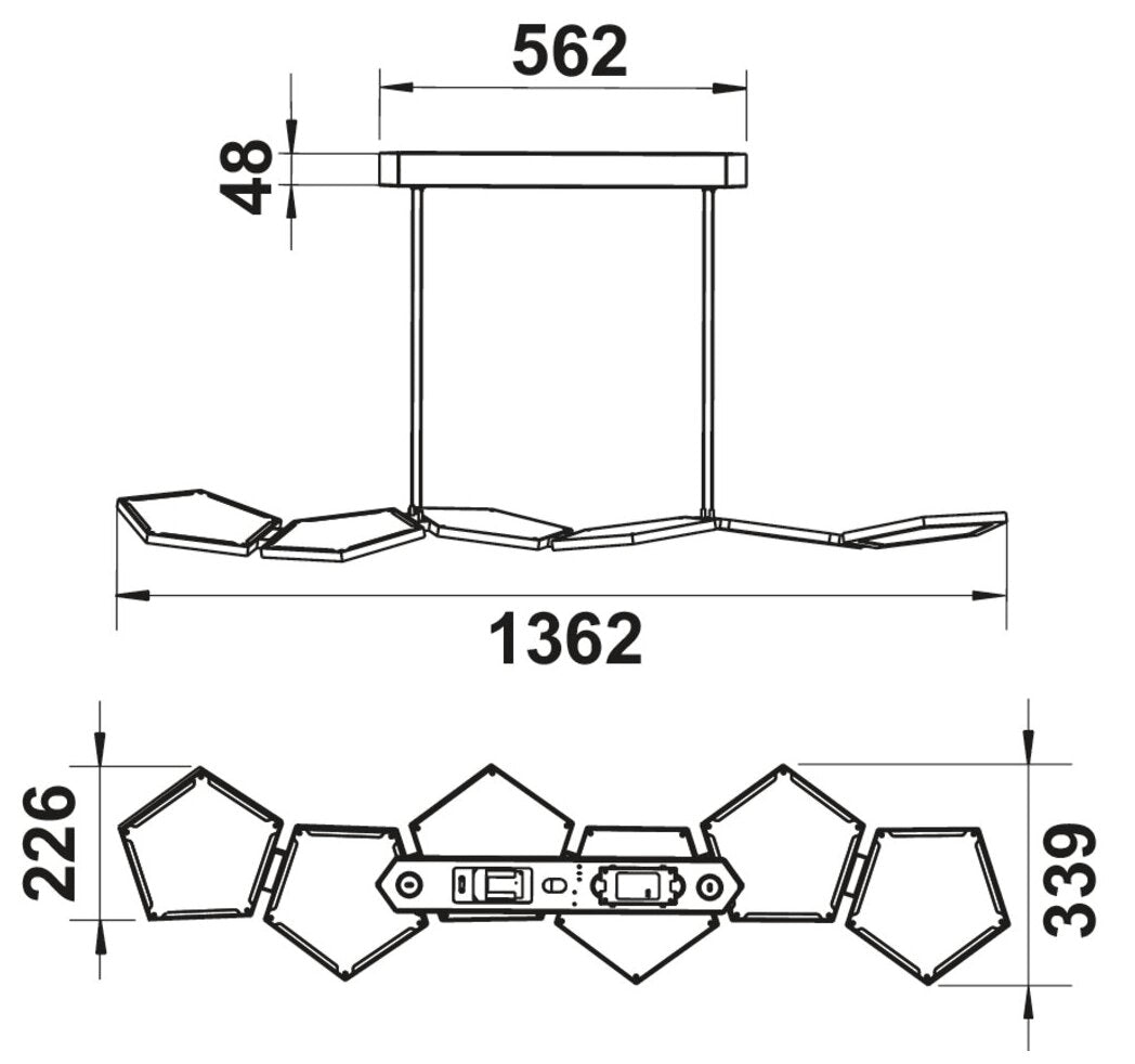 Cingue LED, L 1362 mm, 60 W, edelstahlfarbig