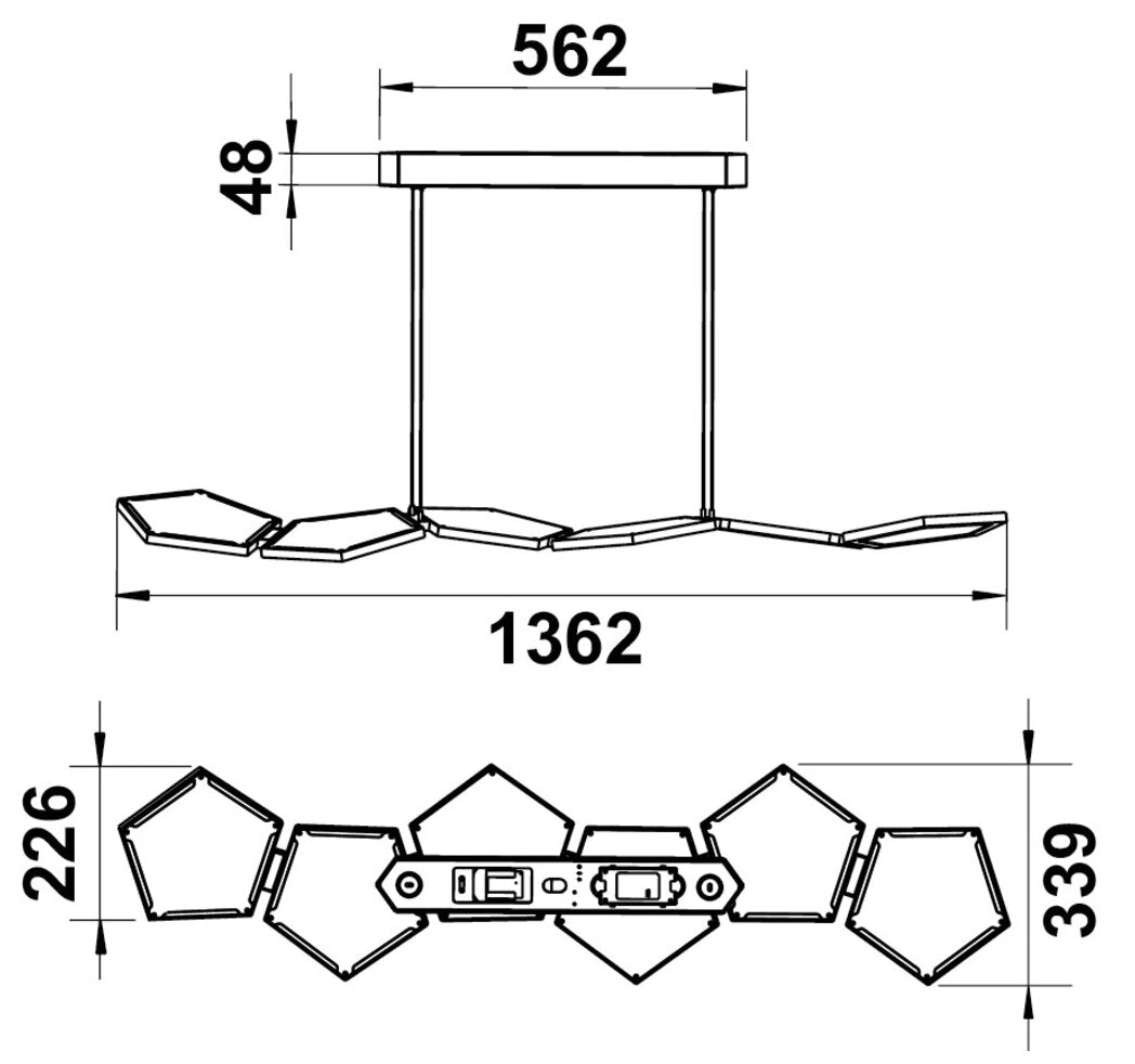 Cingue LED, L 1362 mm, 60 W, edelstahlfarbig