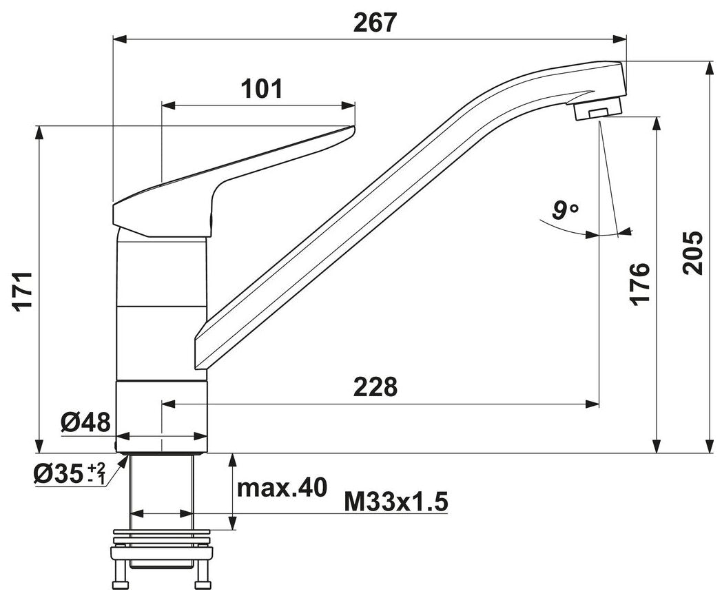 Ideal Standard Ceraflex 5 Fensterarmatur, chrom, Hochdruck