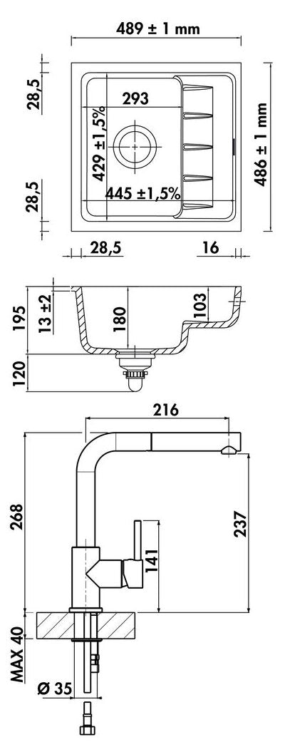 PickUP U – Set 1, schiefer, inkl. Arco 2, chrom