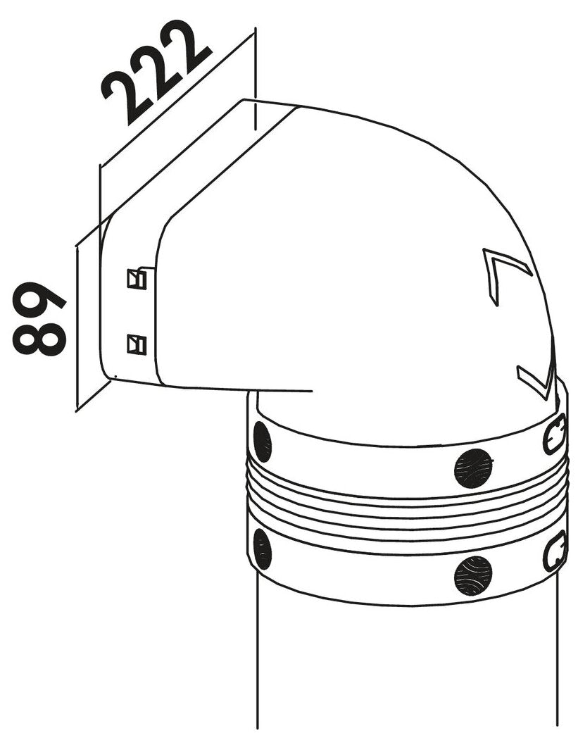 PRIME flow P-UR 150 Umlenkstück 90° mit Rundrohr