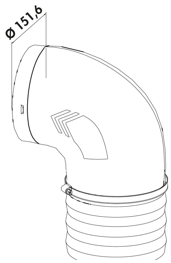 PRIME flow P-RBVX 150 Rohrbogen 90° mit Flexkanal