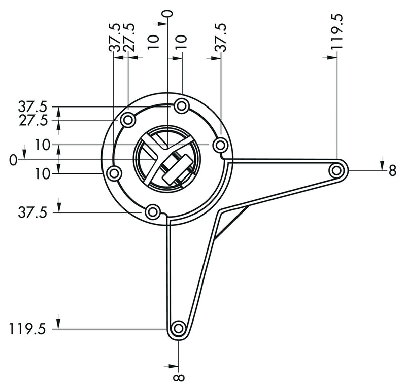 Zeichnung zu Trampolo 1 rund als Variante chrom poliert, H 620–800 mm von Naber GmbH in der Kategorie Stützelemente in Österreich auf conceptshop.at