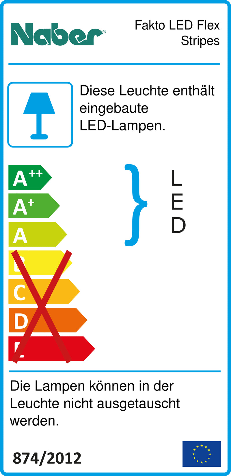 E-Label zu Zeichnung zu Fakto LED Flex Stripes als Variante L 600 mm, 3,0 W von Naber GmbH in der Kategorie Lichttechnik in Österreich auf conceptshop.at
