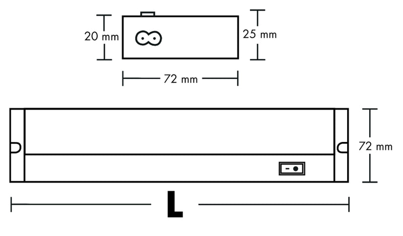 Zeichnung zu Lily Neo LED als Variante L 1200 mm, 21 W, edelstahlfarbig von Naber GmbH in der Kategorie Lichttechnik in Österreich auf conceptshop.at