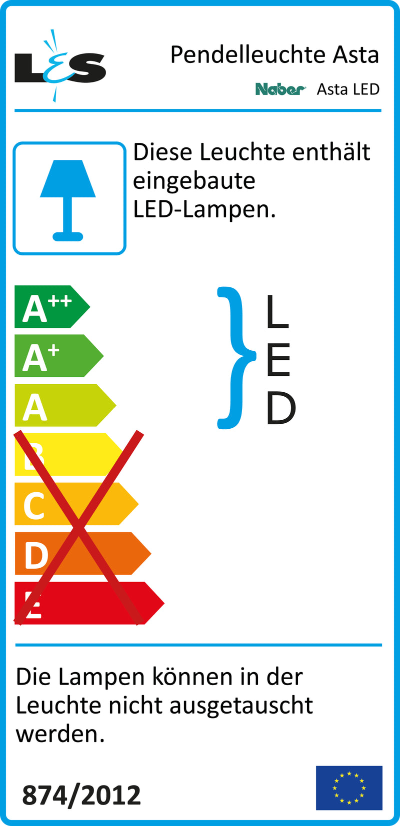 E-Label zu Zeichnung zu Asta Farbwechsel LED als Variante L 1500 mm, 23,2 W, schwarz matt von Naber GmbH in der Kategorie Lichttechnik in Österreich auf conceptshop.at