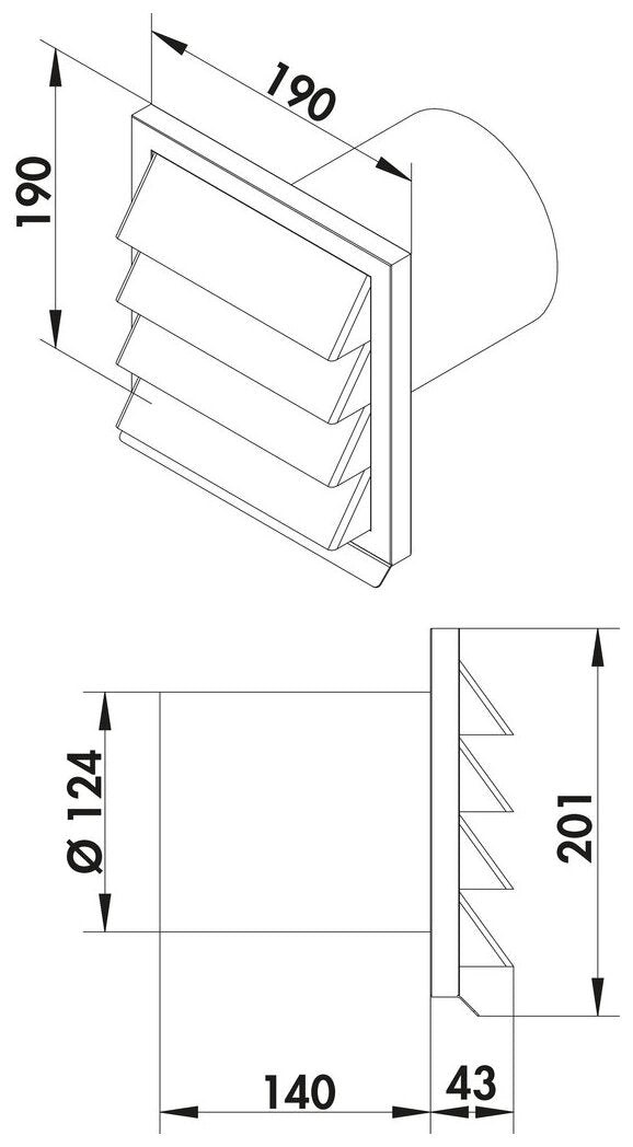 E-Jal 125 Außenjalousie, Ø 125 mm, Edelstahl