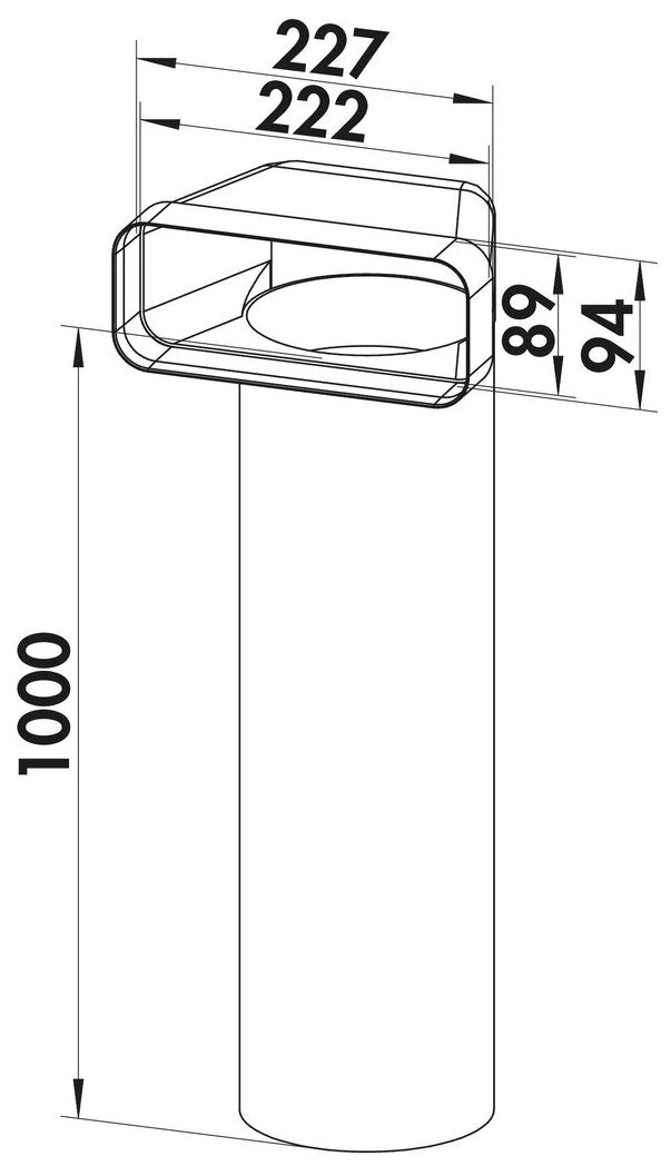 F-UR 150 Umlenkstück 90° mit Rundrohr