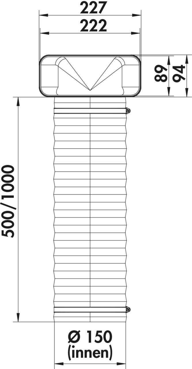 F-URX 150 Umlenkstück 90° mit Flexkanal