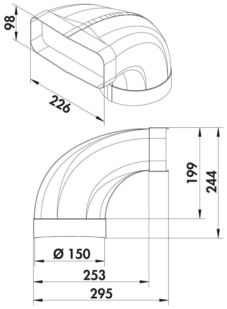 F-bion 150 Umlenkstück 90°, weiß