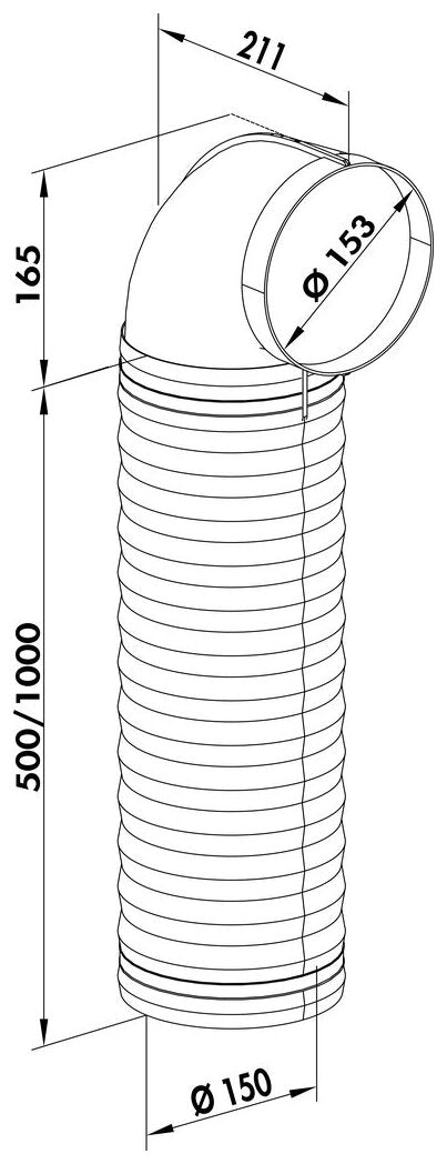R-URX flow 150 Umlenkstück 90° mit Flexkanal