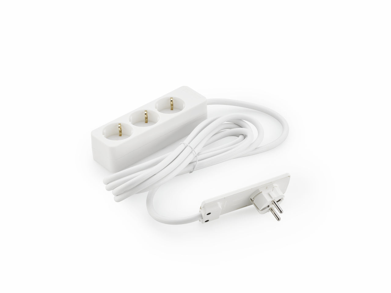 Dreifach-Tischsteckdose mit Evoline Plugstecker, L 3000 mm, weiß