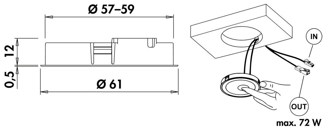 Kronos 1 Farbwechsel LED, Einzelleuchte ohne Schalter, MEC LED-System kompatibel, schwarz matt