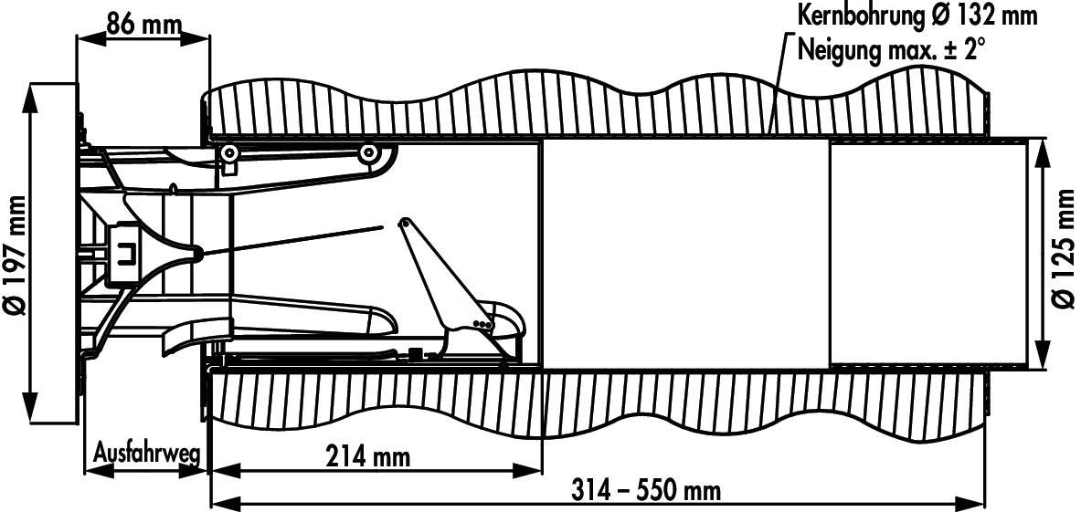 flow Star GTS 125 Mauerkasten