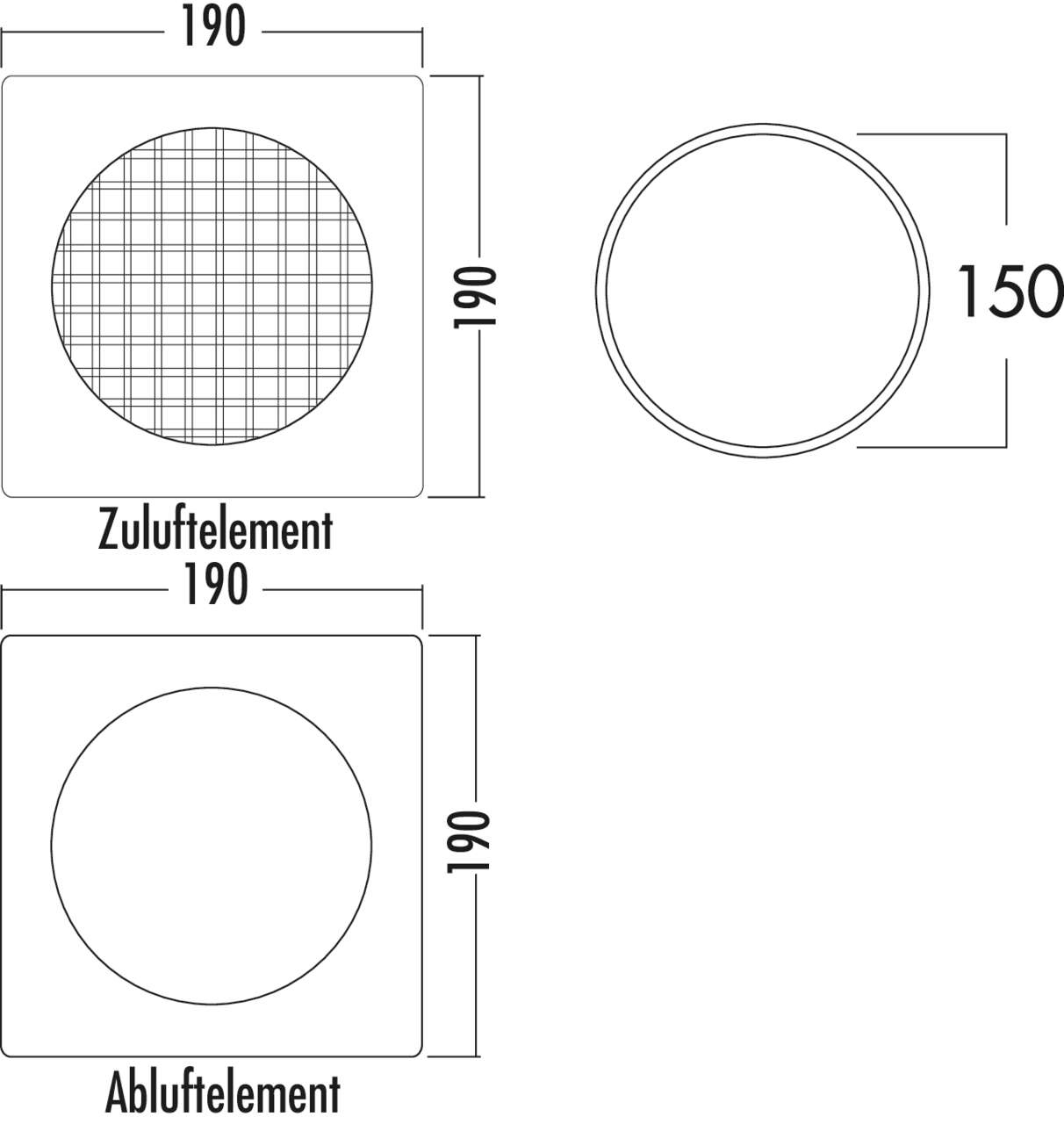 E-Klima A/Z 150 Abluft/Zuluftmauerkasten