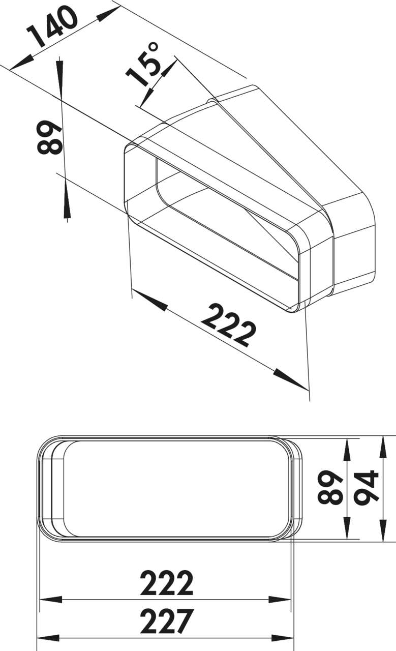 F-RBH 150 Rohrbogen horizontal 15°