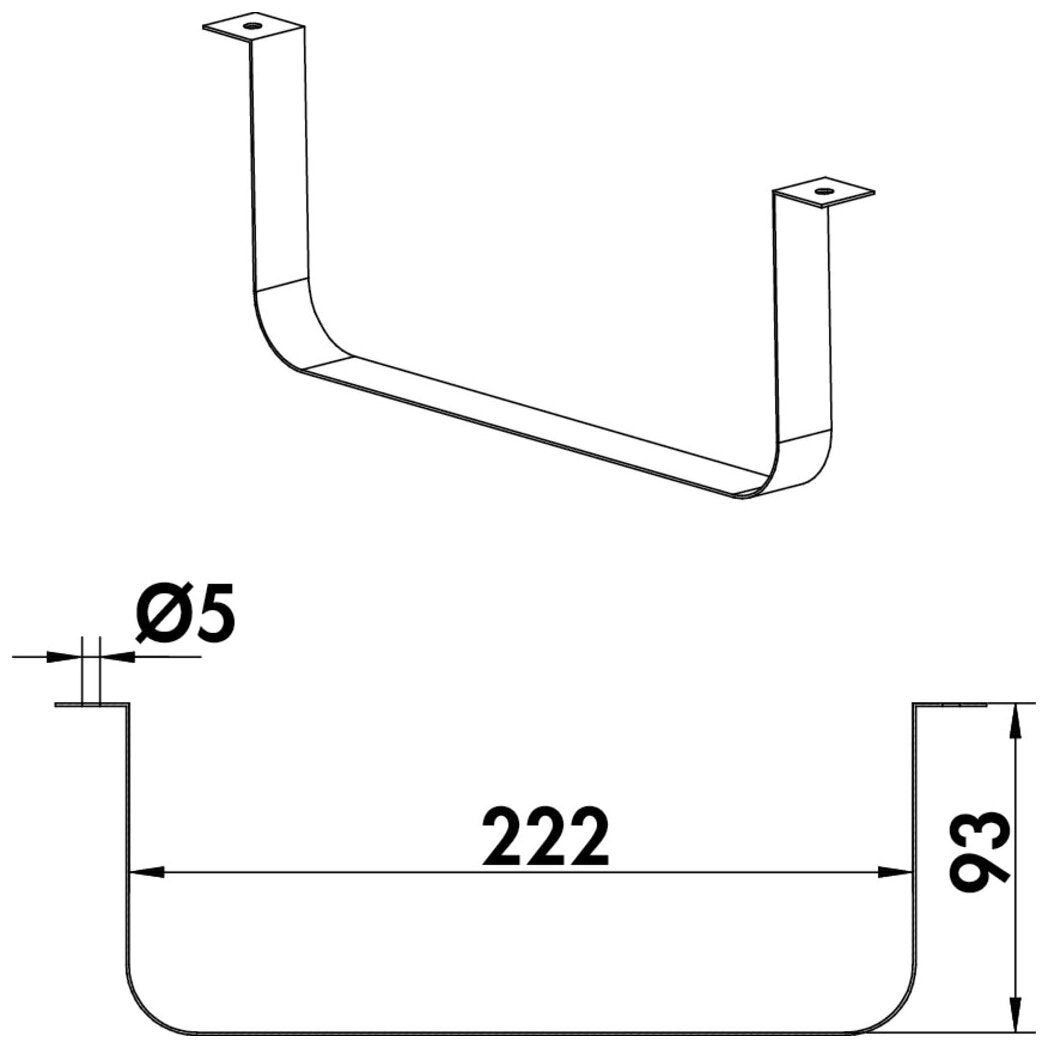 Flachkanalhalterung 150, Edelstahl