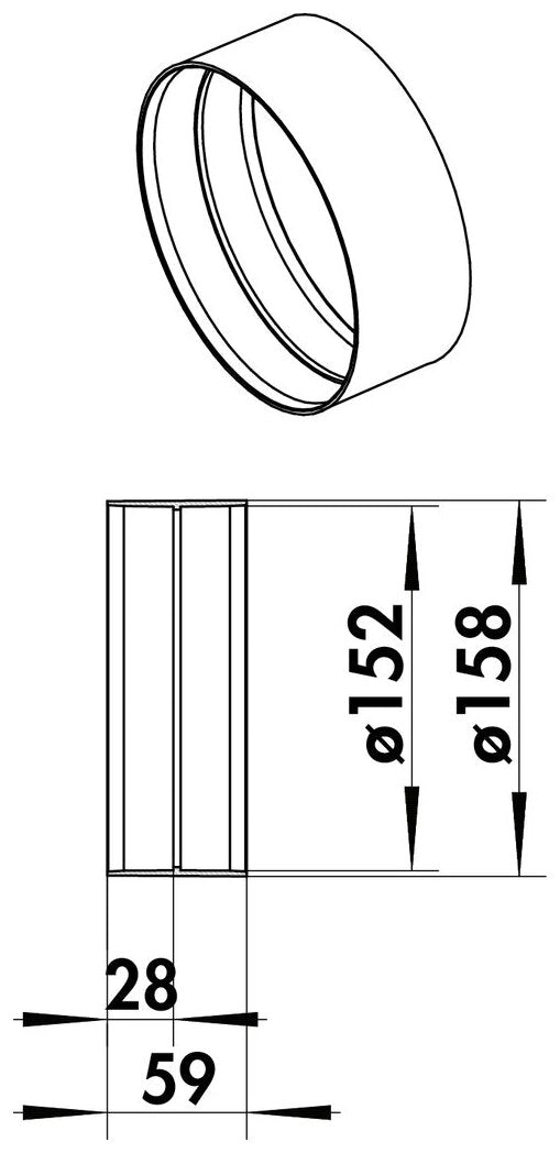 R-VBS 150 round Rohrverbinder, weiß