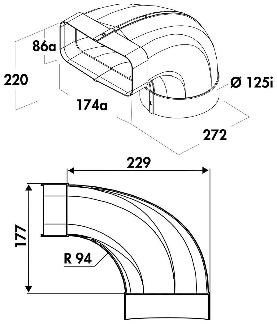 F-bion 125 Umlenkstück 90°, weiß