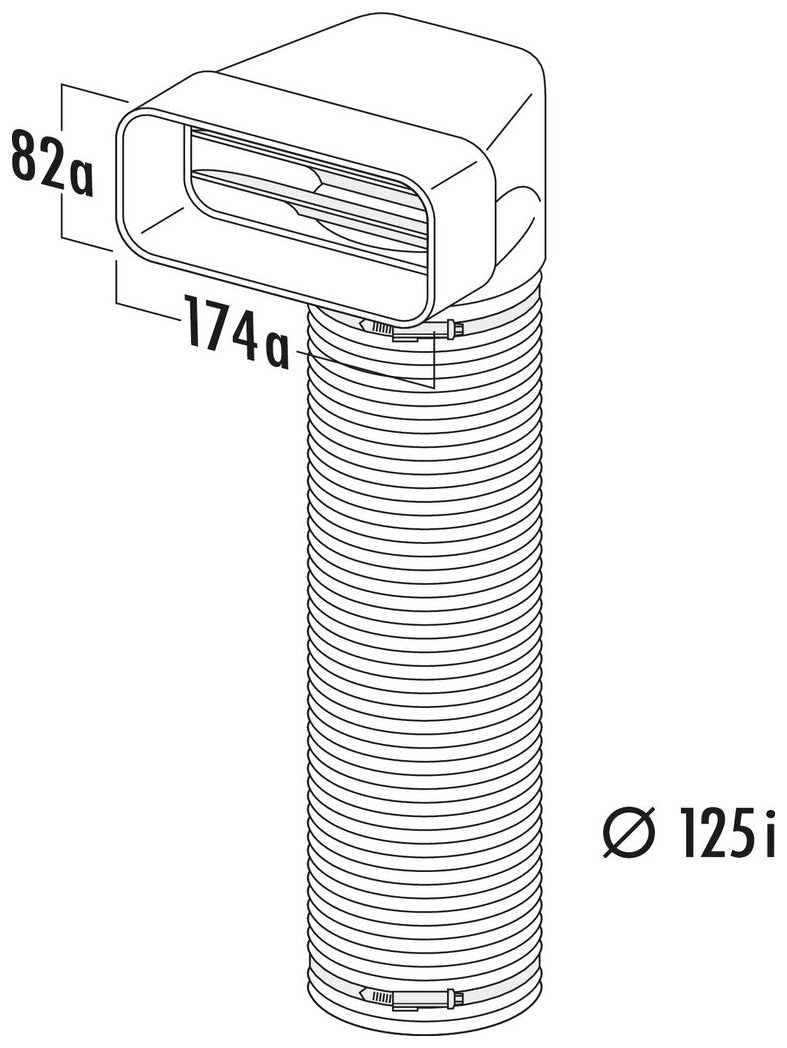 MF-URX 125 Umlenkstück 90° mit Flexkanal