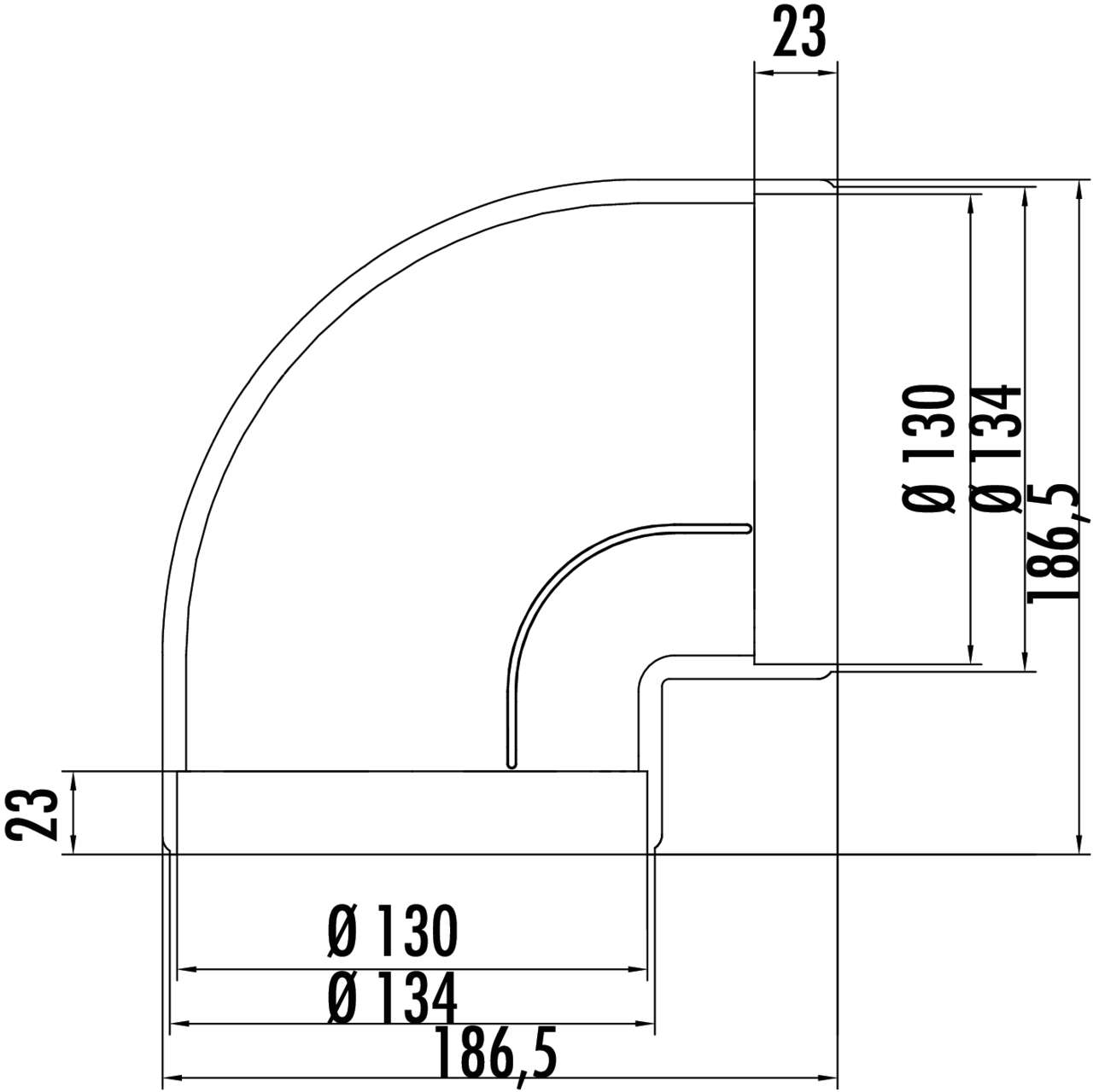 R-RBV flow 125 Rohrbogen 90°