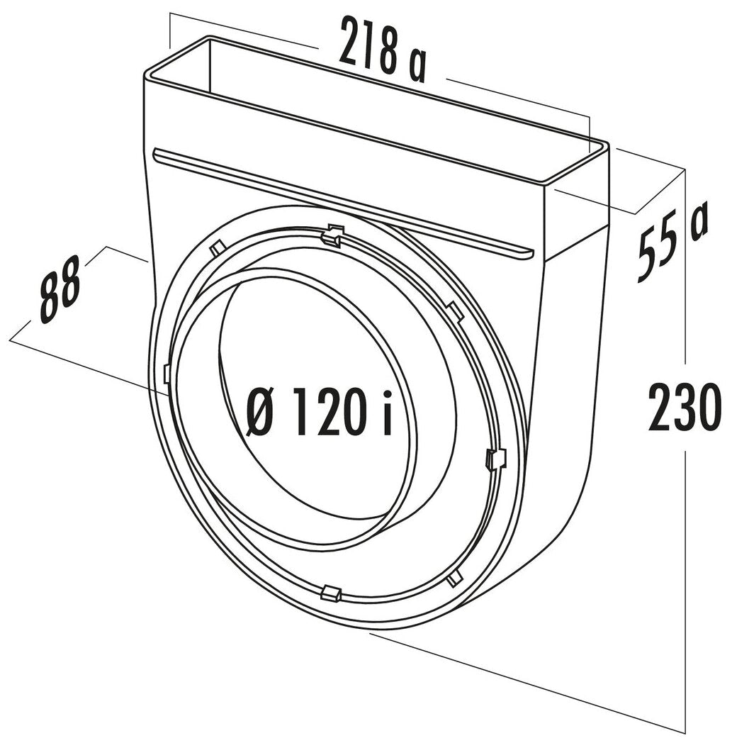 T-UR-EX 125 Umlenkstück 90°, exzentrisch, weiß
