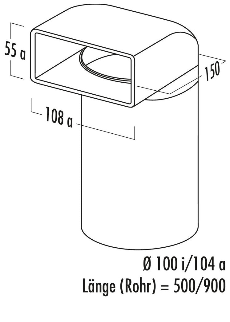N-UR 100 Umlenkstück 90° mit Rundrohr