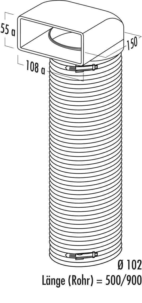 N-URX 100 Umlenkstück 90° mit Flexkanal