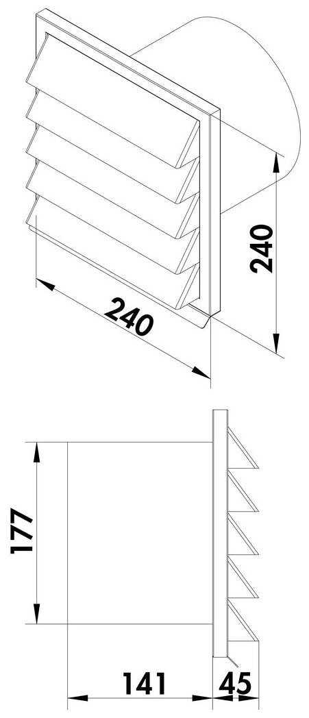 E-Jal 180 Außenjalousie, Ø 180 mm, Edelstahl