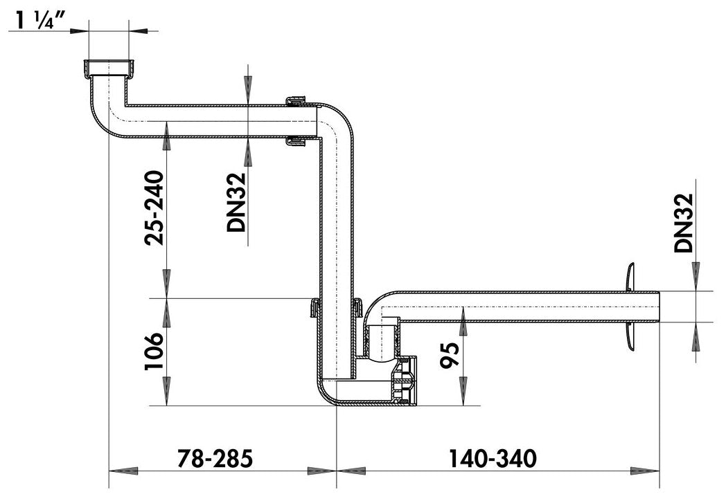 Waschtisch-Möbel-Siphon, weiß